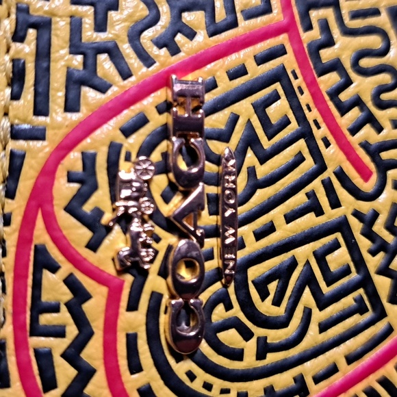 Coach NWTs Disney Mickey Maze Keith Haring Leather Snap Wallet Yellow Red - Picture 3 of 12